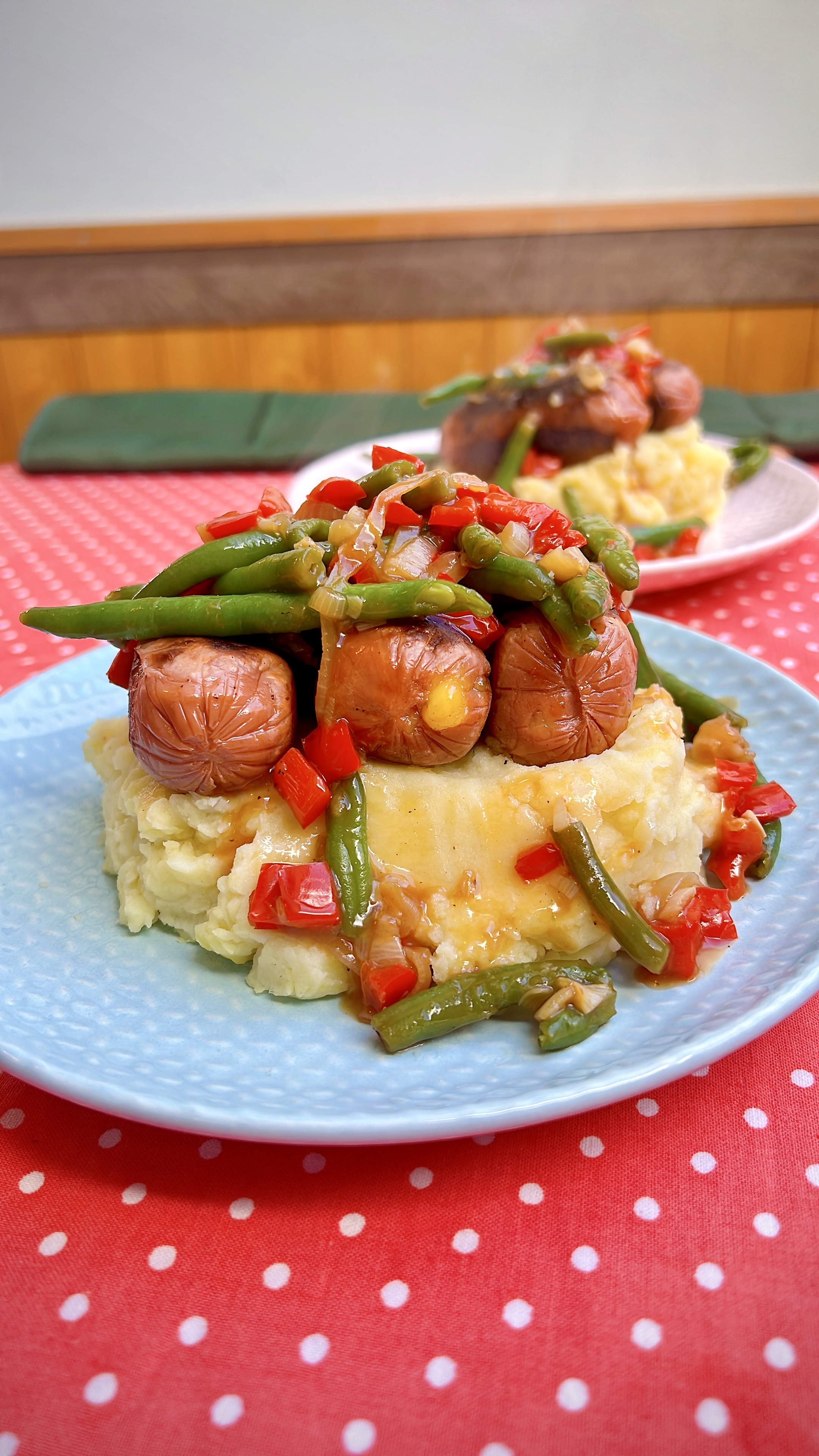 Asian-Inspired Vegan Bangers & Mash